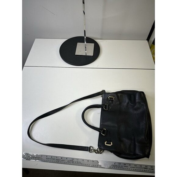 Michael Kors Hamilton Bag Black Leather Crossbody Gold Chain Large Size - Picture 5 of 12